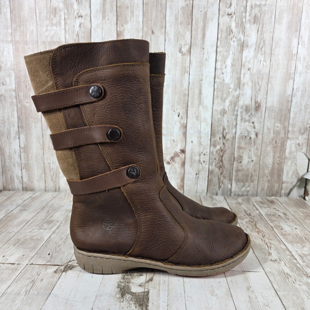 Lobo solo Brown Leather Suede Mid Calf Zip Boots 5810 Womens 26 / US 9.5